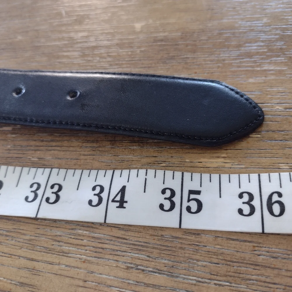 Vintage 90s Cipriani Black Leather Gold Buckle Belt